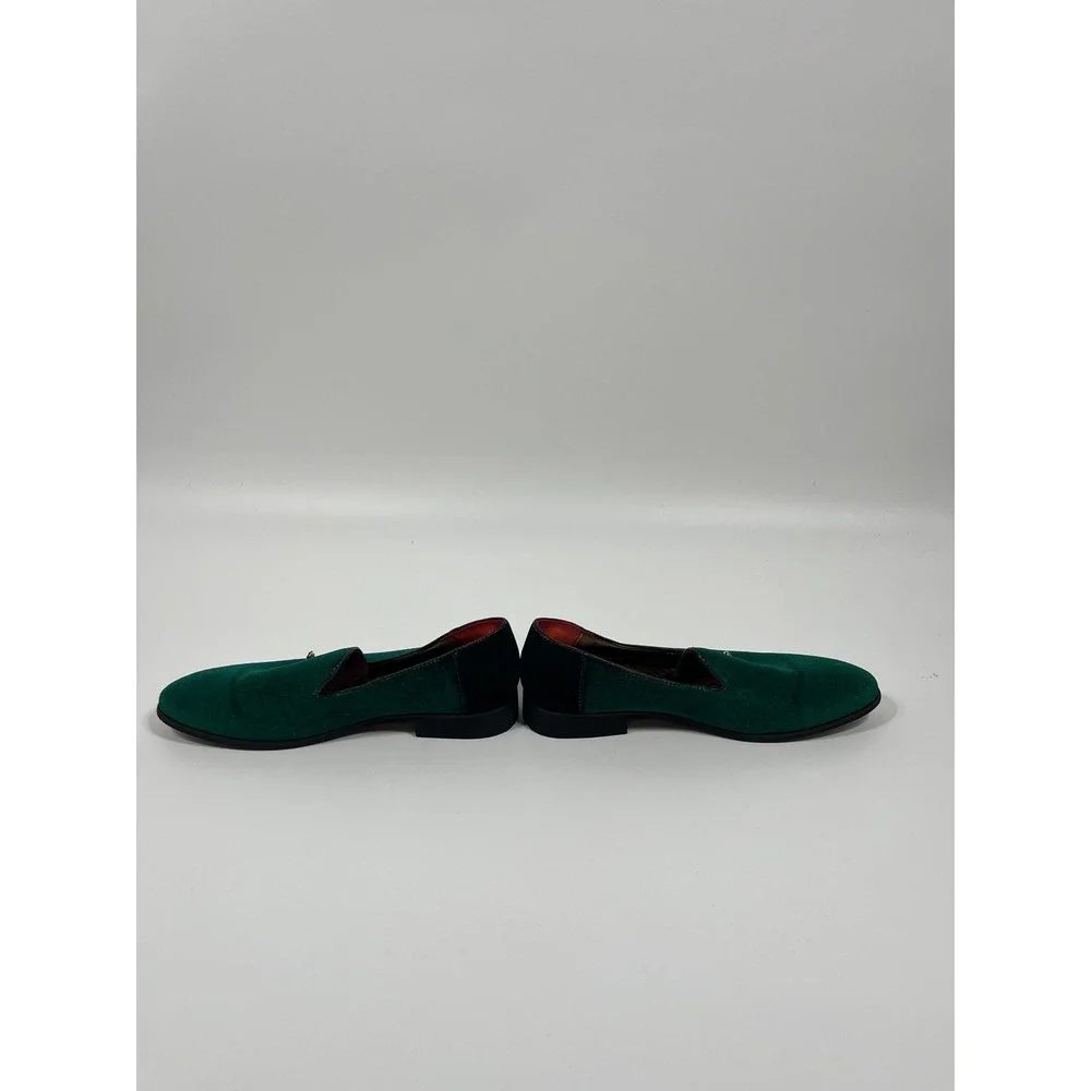 Mens Slip On Loafers 12.5 Green Velvet Formal Event Black Tie Wedding Guest